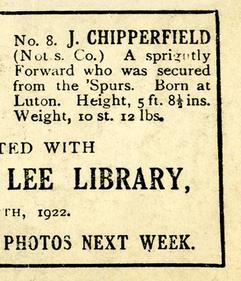 1922 Nelson Lee Library Footballers #8 Jimmy Chipperfield Back