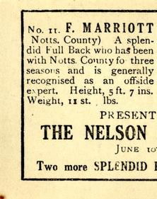 1922 Nelson Lee Library Footballers #11 Frank Marriott Back