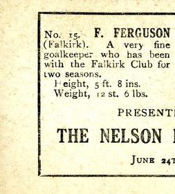 1922 Nelson Lee Library Footballers #15 Thomas Ferguson Back