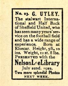 1922 Nelson Lee Library Footballers #23 George Utley Back