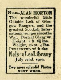 1922 Nelson Lee Library Footballers #24 Alan Morton Back
