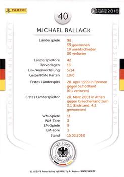2010 Panini Die Nationalmannschaft #40 Michael Ballack Back