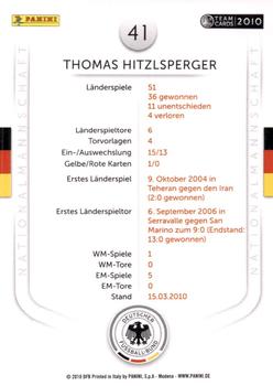 2010 Panini Die Nationalmannschaft #41 Thomas Hitzlsperger Back