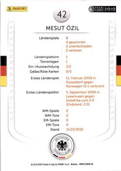 2010 Panini Die Nationalmannschaft #42 Mesut Ozil Back