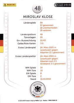 2010 Panini Die Nationalmannschaft #48 Miroslav Klose Back