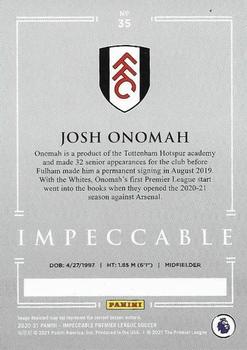 2020-21 Panini Impeccable Premier League #35 Josh Onomah Back