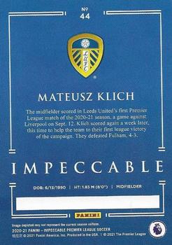 2020-21 Panini Impeccable Premier League #44 Mateusz Klich Back