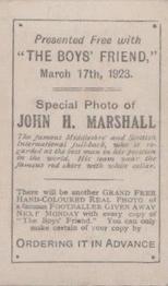 1923 The Boys' Friend Footballers #NNO John Marshall Back