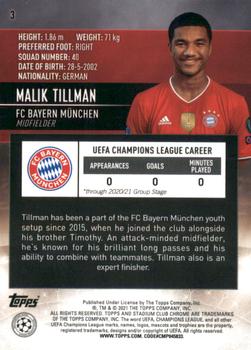 2020-21 Stadium Club Chrome UEFA Champions League #3 Malik Tillman Back
