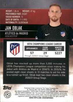 2020-21 Stadium Club Chrome UEFA Champions League #18 Jan Oblak Back