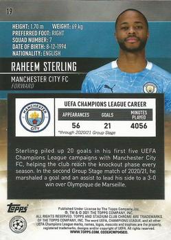 2020-21 Stadium Club Chrome UEFA Champions League #19 Raheem Sterling Back