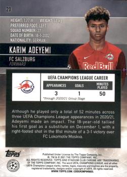 2020-21 Stadium Club Chrome UEFA Champions League #20 Karim Adeyemi Back