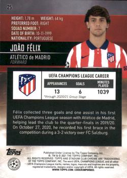 2020-21 Stadium Club Chrome UEFA Champions League #25 João Félix Back