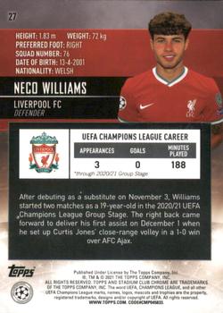 2020-21 Stadium Club Chrome UEFA Champions League #27 Neco Williams Back