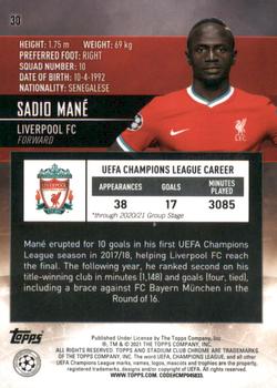 2020-21 Stadium Club Chrome UEFA Champions League #30 Sadio Mané Back
