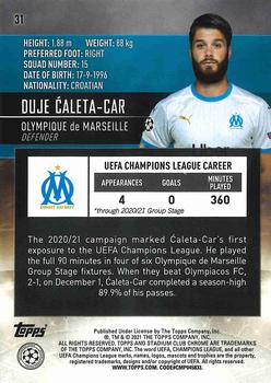 2020-21 Stadium Club Chrome UEFA Champions League #31 Duje Ćaleta-Car Back