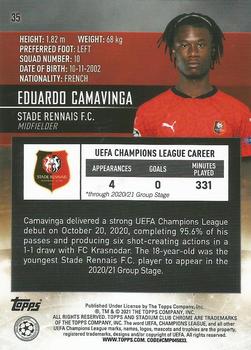 2020-21 Stadium Club Chrome UEFA Champions League #35 Eduardo Camavinga Back