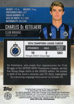 2020-21 Stadium Club Chrome UEFA Champions League #36 Charles De Ketelaere Back