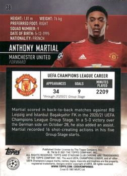2020-21 Stadium Club Chrome UEFA Champions League #38 Anthony Martial Back