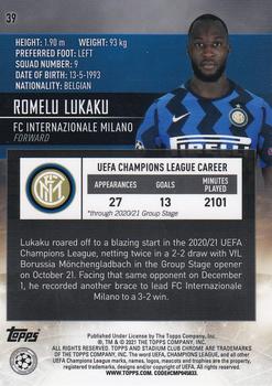 2020-21 Stadium Club Chrome UEFA Champions League #39 Romelu Lukaku Back