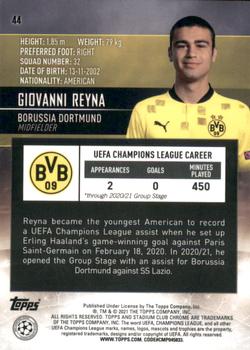 2020-21 Stadium Club Chrome UEFA Champions League #44 Giovanni Reyna Back