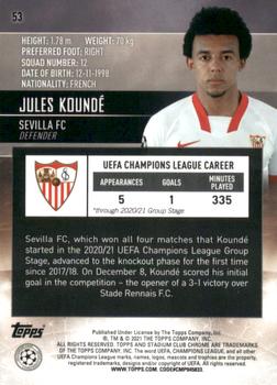 2020-21 Stadium Club Chrome UEFA Champions League #53 Jules Kounde Back