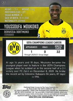 2020-21 Stadium Club Chrome UEFA Champions League #57 Youssoufa Moukoko Back