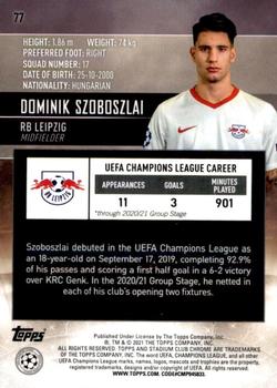 2020-21 Stadium Club Chrome UEFA Champions League #77 Dominik Szoboszlai Back