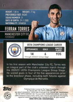 2020-21 Stadium Club Chrome UEFA Champions League #81 Ferran Torres Back