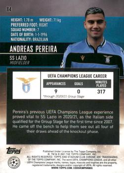 2020-21 Stadium Club Chrome UEFA Champions League #84 Andreas Pereira Back