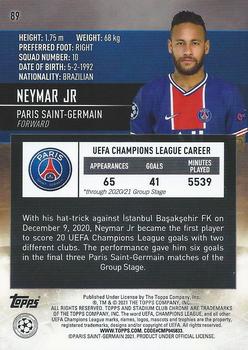 2020-21 Stadium Club Chrome UEFA Champions League #89 Neymar Jr Back
