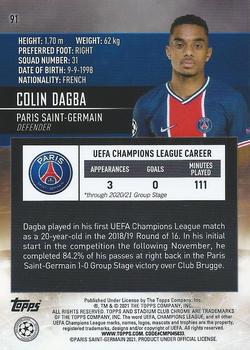 2020-21 Stadium Club Chrome UEFA Champions League #91 Colin Dagba Back