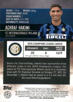 2020-21 Stadium Club Chrome UEFA Champions League #93 Achraf Hakimi Back