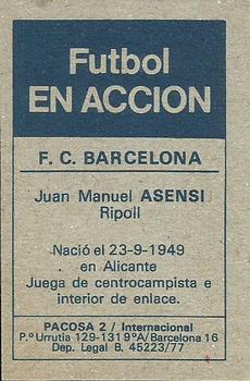 1977-78 Pacosa Futbol en Accion #NNO Asensi Back
