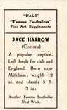 1922 Pals Famous Footballers Fine Art Supplements #NNO Jack Harrow Back