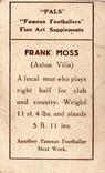 1922 Pals Famous Footballers Fine Art Supplements #NNO Frank Moss Back