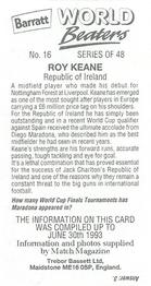 1993-94 Barratt World Beaters #16 Roy Keane Back
