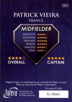 2009-10 Futera World Football Online Series 1 #283 Patrick Vieira Back