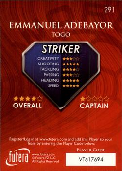 2009-10 Futera World Football Online Series 1 #291 Emmanuel Adebayor Back