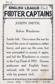 1926 Amalgamated Press English League (Div 1) Footer Captains #5 Joseph Smith Back