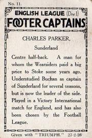 1926 Amalgamated Press English League (Div 1) Footer Captains #11 Charlie Parker Back