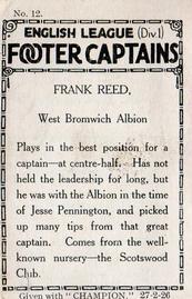 1926 Amalgamated Press English League (Div 1) Footer Captains #12 Fred Reed Back