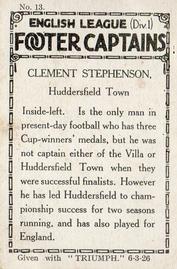 1926 Amalgamated Press English League (Div 1) Footer Captains #13 Clem Stephenson Back