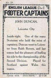1926 Amalgamated Press English League (Div 1) Footer Captains #19 John Duncan Back
