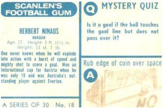 1965-66 Scanlen's Football Gum #18 Herbert Ninaus Back