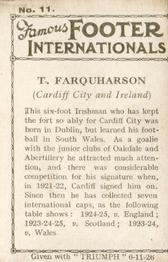 1926 Amalgamated Press Famous Footer Internationals #11 Tom Farquharson Back