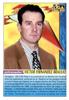 1998-99 Mundicromo Las Fichas de la Liga #92 Victor Fernandez Back