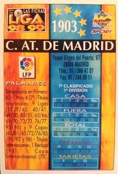 1998-99 Mundicromo Las Fichas de la Liga #109 Atletico de Madrid Back