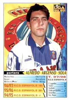 1998-99 Mundicromo Las Fichas de la Liga #166 Argensó Back
