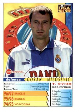 1998-99 Mundicromo Las Fichas de la Liga #167a Milosevic Back